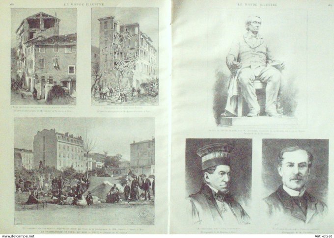 Le Monde illustré 1886 n°1562 Menton (06) Séisme Nice (06) Catastrophe Louis Blanc