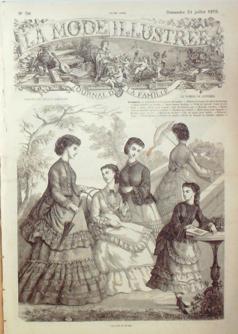 Journal Mode illustrée 1870 # 30 Toilettes de loisirs