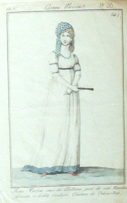 Costume Parisien 1797 an 6 # 30 (eau forte) (ex #14) Fichu turban paillettes