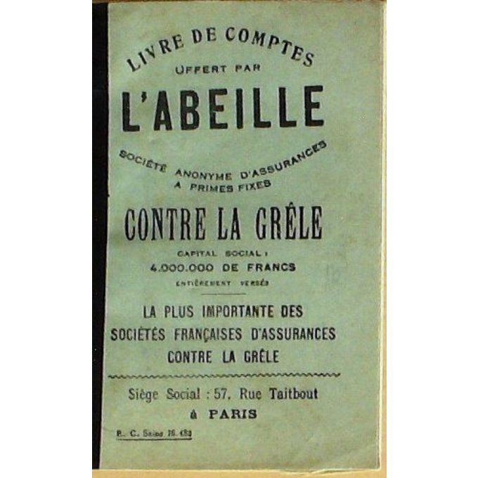 Catalogue L'ABEILLE ASSURANCES livre de comptes 1930