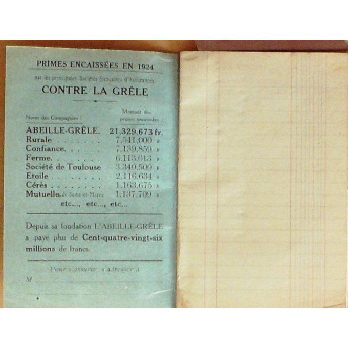 Catalogue L'ABEILLE ASSURANCES livre de comptes 1930