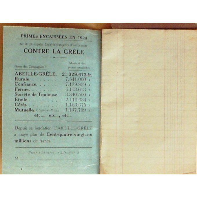 Catalogue L'ABEILLE ASSURANCES livre de comptes 1930