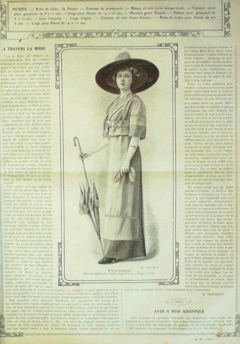 Journal Mode illustrée 1911 # 30 Paletot & robe de théâtre