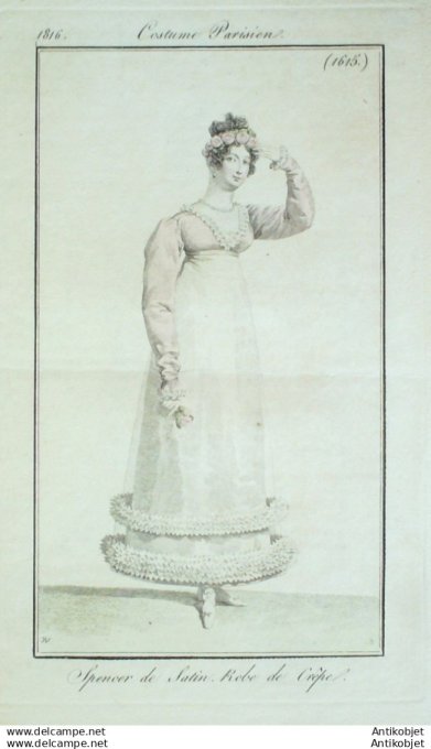 Gravure Mode Costume Parisien 1816 # 1615 (eau forte old Fashion plate