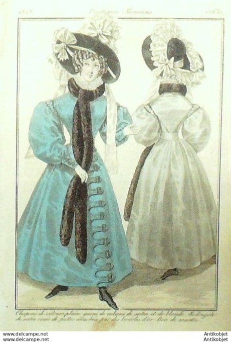 Gravure Mode Costume Parisien 1828 # 2650 (eau forte old Fashion plate