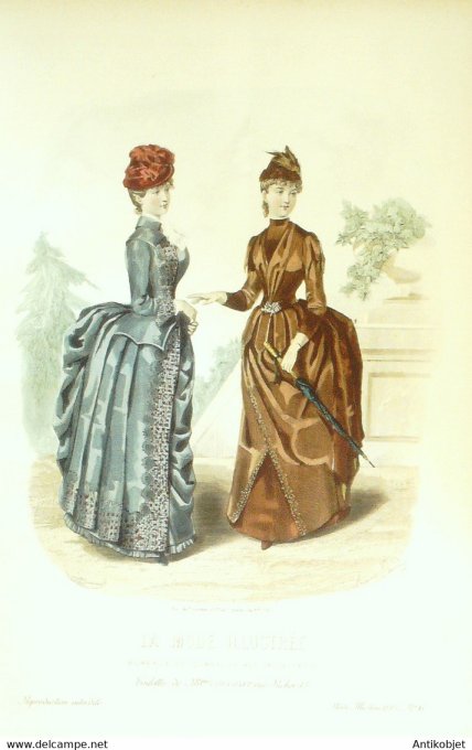 Gravure de mode La Mode illustrée 1885 n°06 (Maison Coussinet)