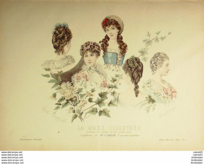 Gravure de mode La Mode illustrée 1890 n°04 (Maison Camille)