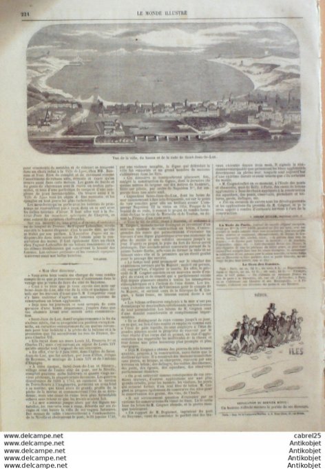 Le Monde illustré 1859 n°103 Clermont (63) Argentine Buenos-Aires Saumur (49) Saint Jean De Luz (64)