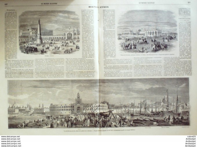 Le Monde illustré 1859 n°103 Clermont (63) Argentine Buenos-Aires Saumur (49) Saint Jean De Luz (64)