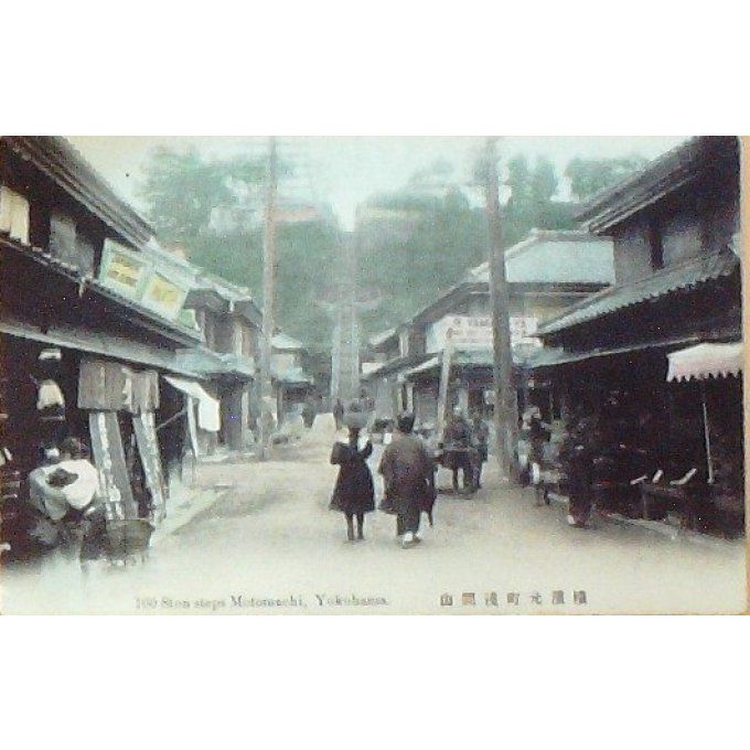 Cpa Japon Yokohama Motomachi Marché De Pierres 1906