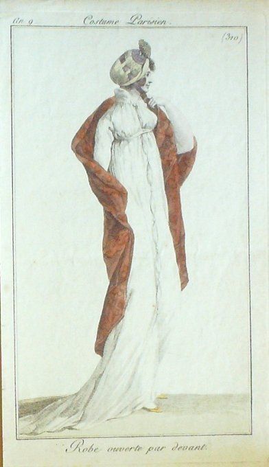 Gravure Mode Costume Parisien 1801 an   9 # 310 (eau forte old Fashion plate