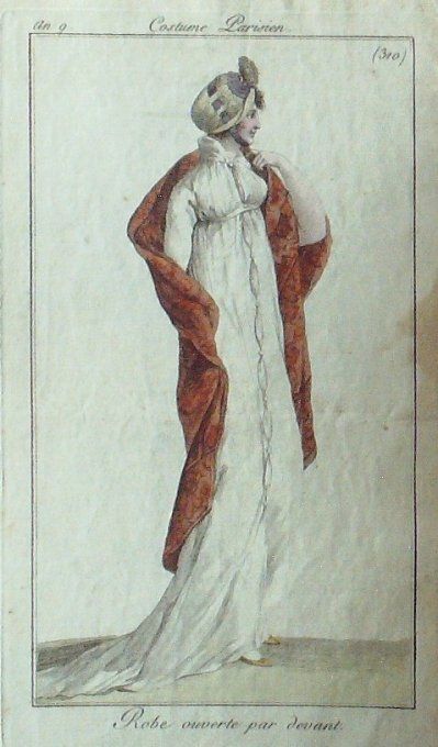 Gravure Mode Costume Parisien 1801 an   9 # 310 (eau forte old Fashion plate