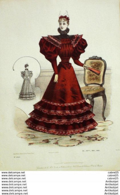 Gravure Mode Le Coquet 1893 # 42 (Old Fashion plate)