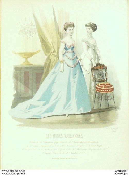 Gravure Les Modes Parisiennes 1865 #1252 Robe de coton Maison Ghys