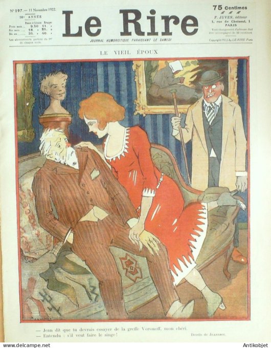 Le Rire 1922-11-11 # 197 Journal humoristique Ed.Originale Mariage de Guillaume