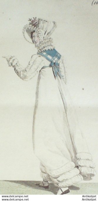 Gravure de mode Costume Parisien 1817 n°1640 Robe perkale