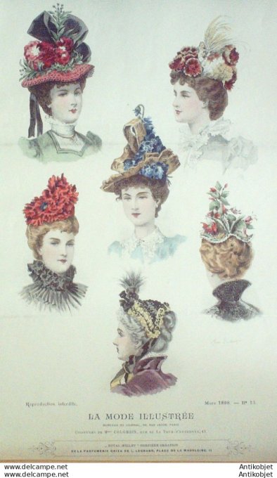 Gravure Mode illustree 1898 # 13 (Old Fashion plate) rare