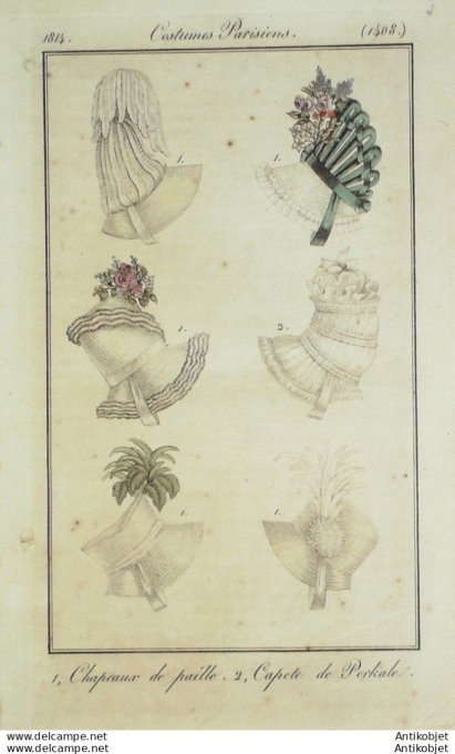 Costume Parisien 1814 # 1408  Capote de perkale