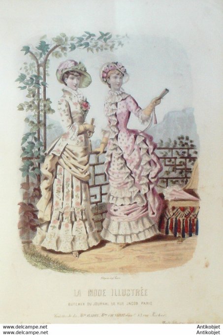 Gravure de mode La Mode illustrée 1882 n°23 (Maison Fladry-Coussinet)