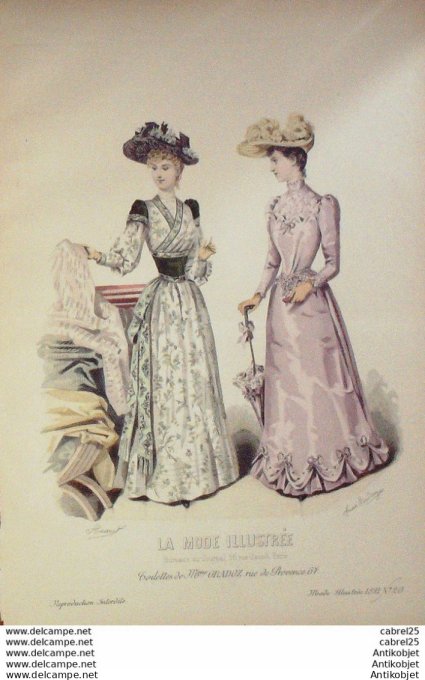 Gravure de mode La Mode illustrée 1891 n°20 (Maison Gradoz)