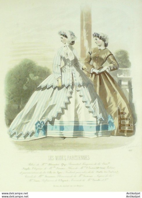 Gravure Les Modes Parisiennes 1863 #1121 Robes de loisirs Maison Ghys