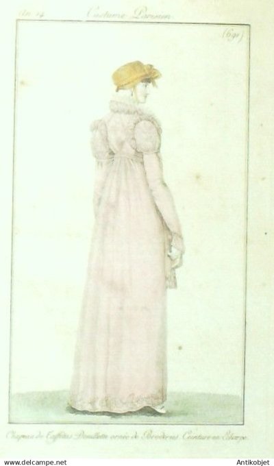 Costume Parisien 1806 an 14 # 691 (eau forte) Douillette ornée & broderies