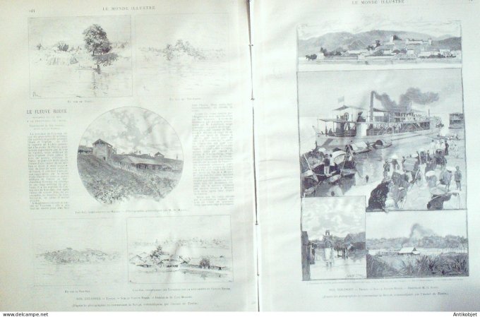 Le Monde illustré 1891 n°1774 Chine Tonkin Hanoï Yuan-Nan Turin Gibraltar Utopia