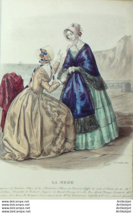 Gravure La mode 1846 # 19 (aquarelle old Fashion plate)