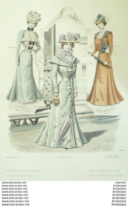 Gravure Mode La Gazette 1898 # 34 (Old Fashion plate)