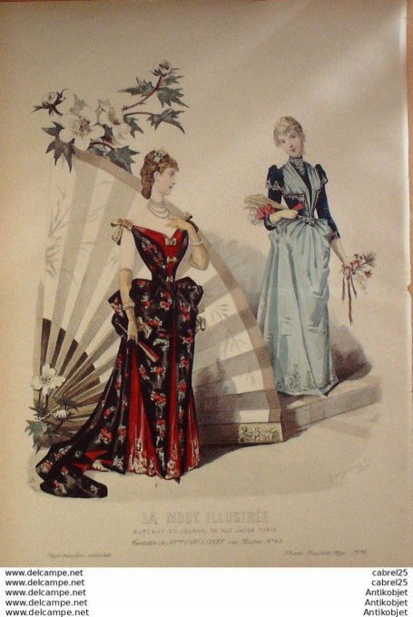 Gravure de mode La Mode illustrée 1890 n°06 (Maison Coussinet)