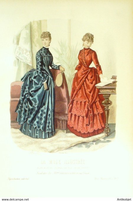Gravure de mode La Mode illustrée 1885 n°07 (Maison Bréant-Castel)