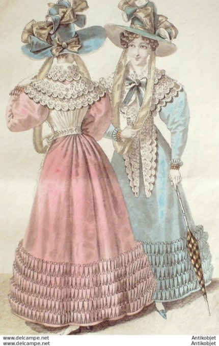Costume Parisien 1826 # 2414 Robes de mousseline fichus canezous