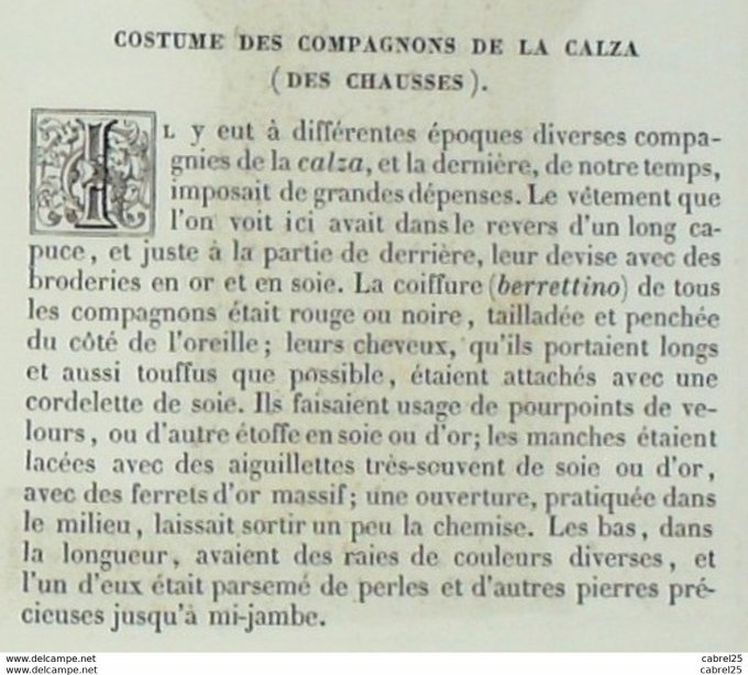 Italie Compagnon de la Calza des chausses S 1859