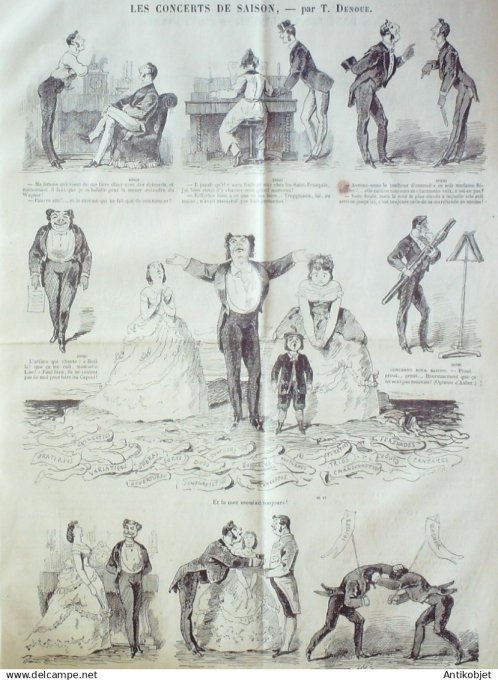 Le Journal Amusant 1870 #  742 Les concerts de saison par Denoue