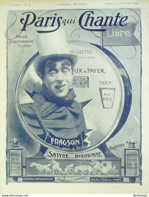 Paris qui chante 1904 n° 94 Fragson Mle Desony VildaVréeseSatyre Bouchonne