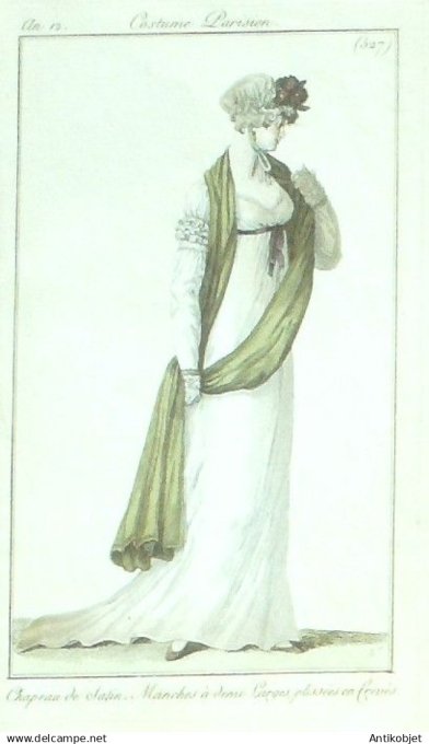 Costume Parisien 1804 an 12 # 527 (eau forte) Chapeau de satin