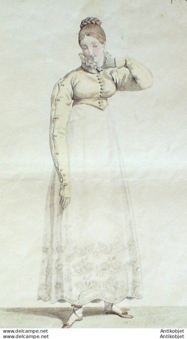 Gravure de mode Costume Parisien 1817 n°1641 Spencer de Lévantine
