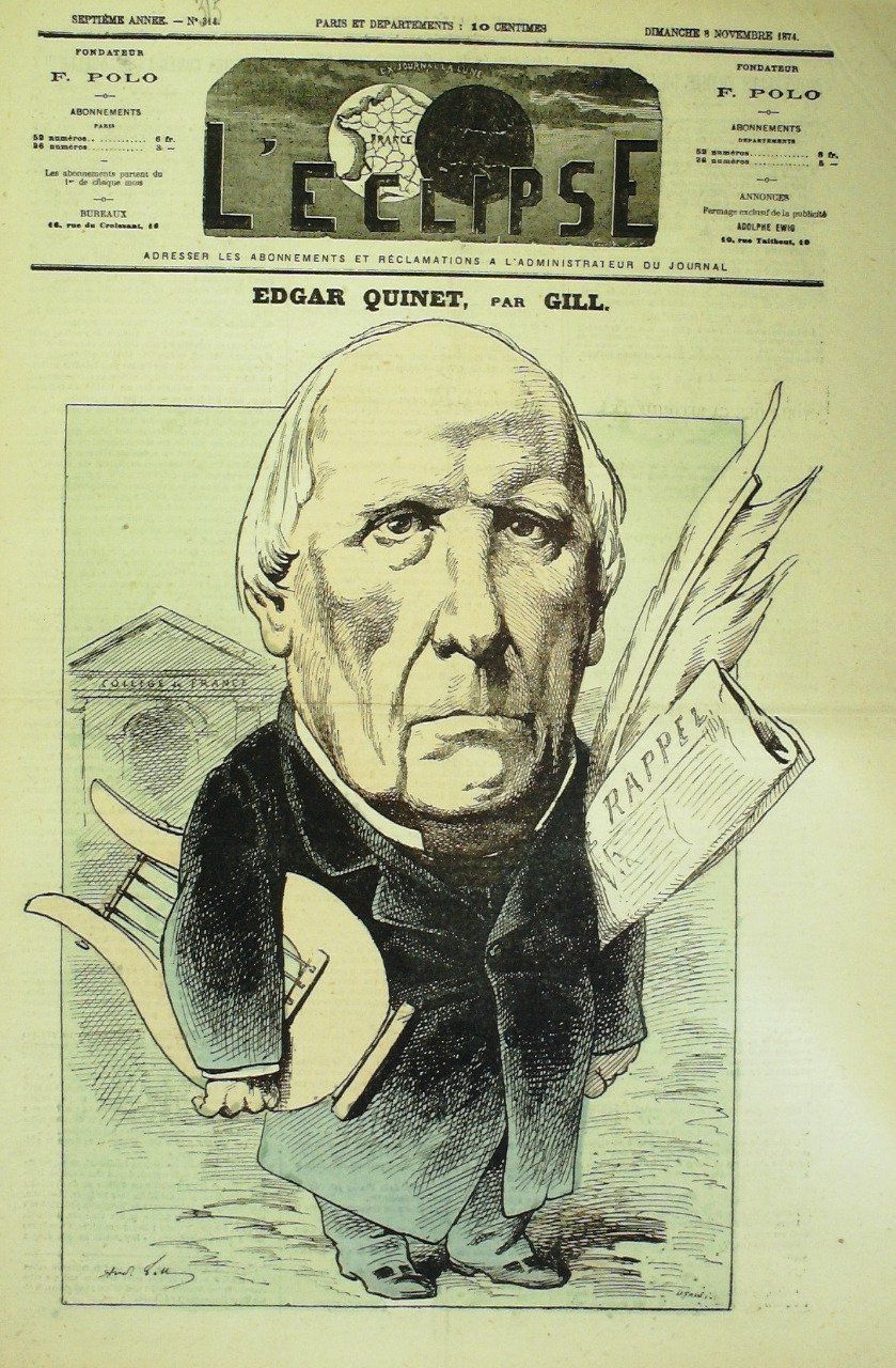 L'Eclipse 1874 n°315 EDGAR QUINET André GILL