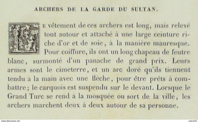 Turquie Archer de la garde du sultan 1859