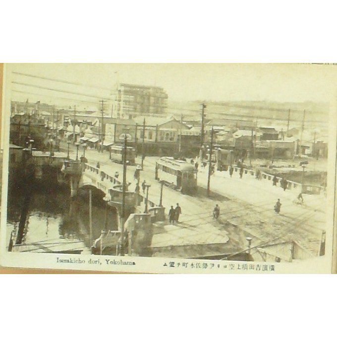 Cpa Japon Yokohama Isesakicho Dori Tramways 1926