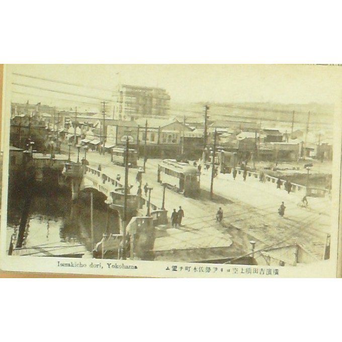 Carte Postale Japon YOKOHAMA ISESAKICHO DORI tramways 1926