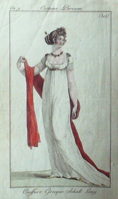 Gravure Mode Costume Parisien 1801 an   9 # 315 (eau forte old Fashion plate