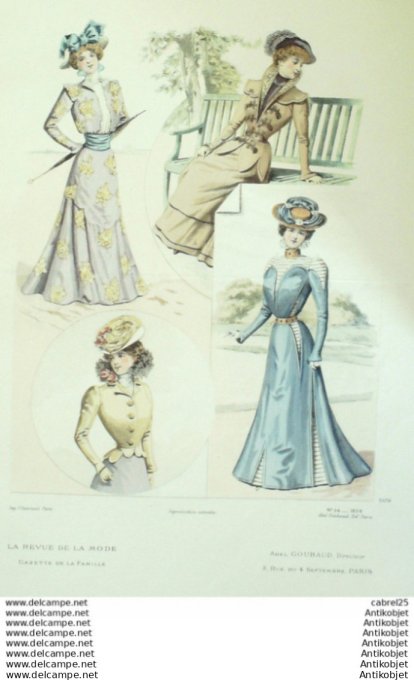 Gravure Mode La Gazette 1898 # 38 (Old Fashion plate)