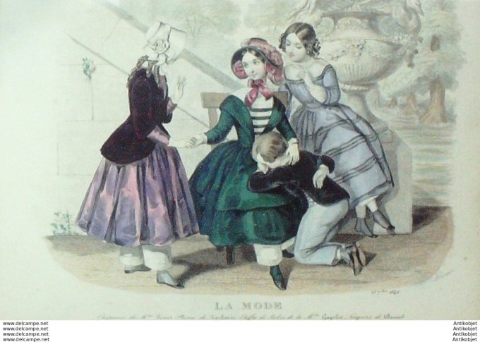 Gravure La mode 1846 # 24 (aquarelle old Fashion plate)