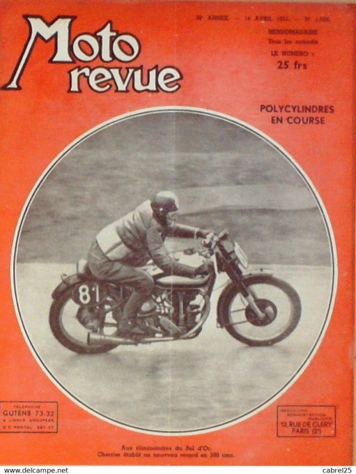 Moto Revue 1951 n° 1028 équilibrage Machines françaises frères Nougier Norton TT 500