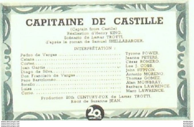 Capitaine de Castille Tyrone Power Jeanne Peters César Romero