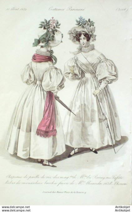 Gravure Mode Costume Parisien 1832 # 3006 (eau forte old Fashion plate
