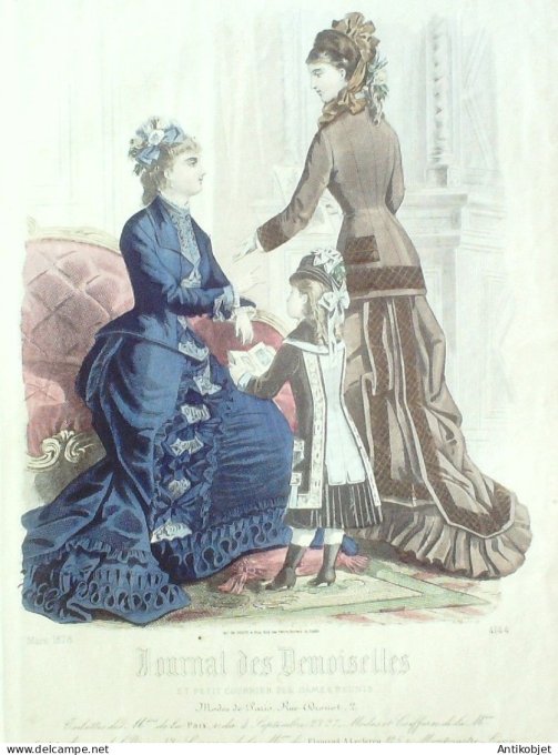 Gravure Mode J.Demoiselles 1878 # 4144 (aquarelle Old Fashion plate)