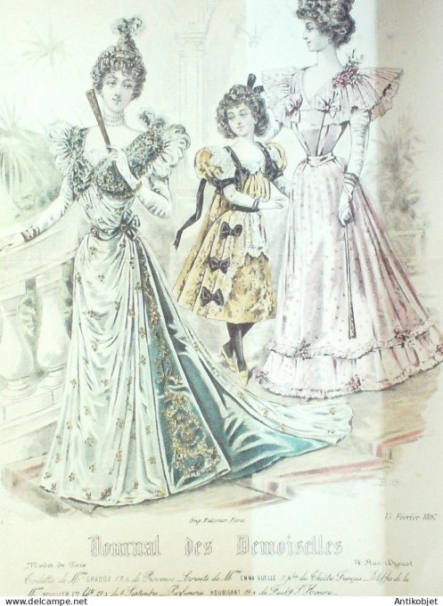 Gravure Mode J.Demoiselles 1897 # 5131 (Old Fashion plate)