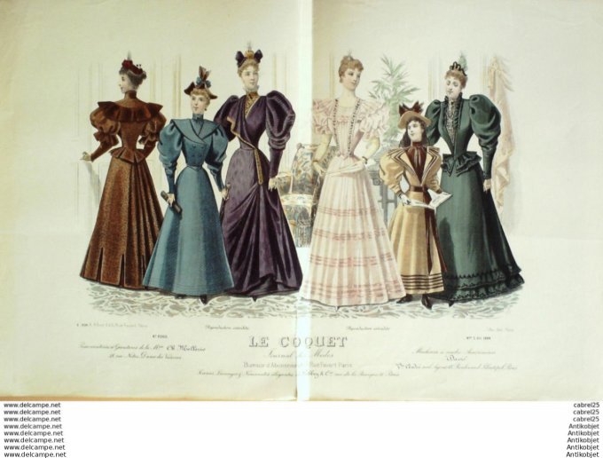 Gravure Mode Le Coquet 1894 # 05 (Old Fashion plate)